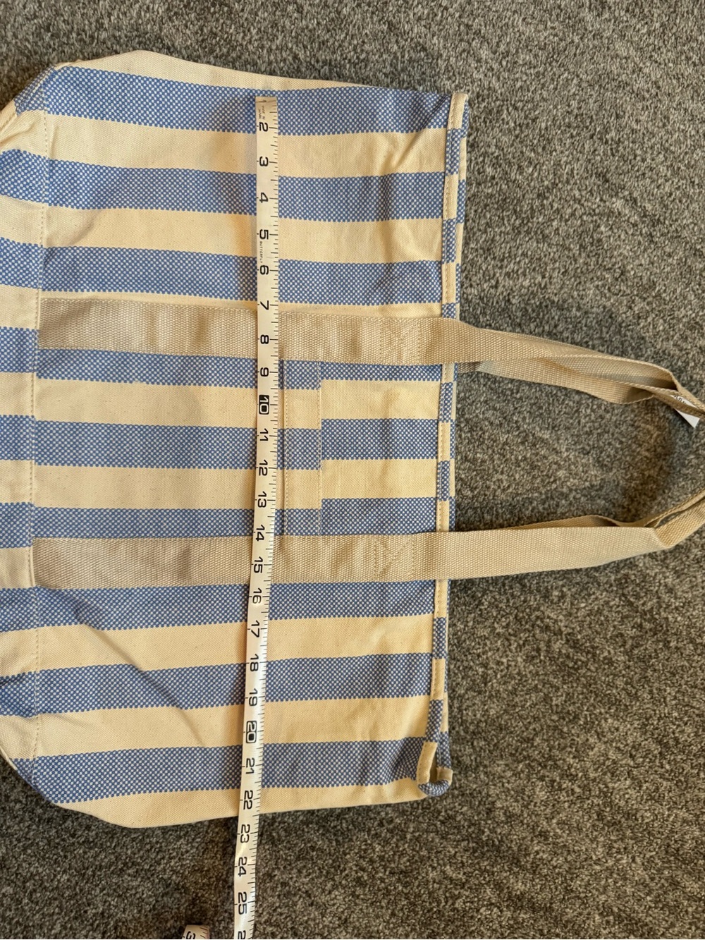 Striped Canvas Tote Bag in Blue and Cream - Picture 6 of 8